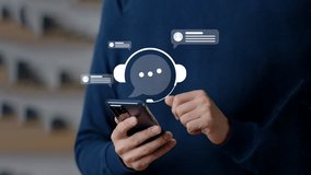 4k video, Customer Support and Live Chat Assistance, Online Messaging and Help Desk Concept, Real Time Communication with Client Services, Chatbot and Agent Support for Business and Customer Care. - Powered by Shutterstock - Get 15% off with code: PIKWIZARD15