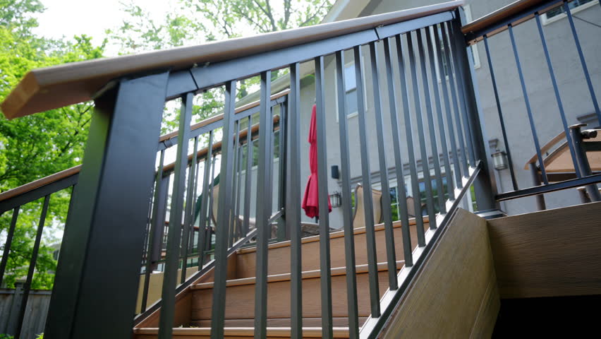 Element of the exterior, new stairs on the backyard , slow move wide camera shot