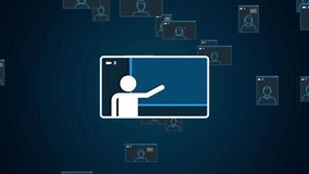 Virtual conference illustration with online presenter showing analytics to remote participants, looped animation - Powered by Shutterstock - Get 15% off with code: PIKWIZARD15