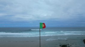 Aerial circular view from the Portuguese Flag on the top of a rock at Guincho beach,Cascais,Portugal - Powered by Shutterstock - Get 15% off with code: PIKWIZARD15