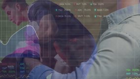 Seated man checking watch and tracking fitness graphs then swiping smartphone while stretching man. Technology, productivity, fitness, analytics, innovation, workspace, vitality - Powered by Shutterstock - Get 15% off with code: PIKWIZARD15