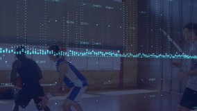 basketball player dribbling gym court, using crossover drive toward hoop, shooting past defender. Action, competition, sports, athleticism, teamwork, intensity, dynamic - Powered by Shutterstock - Get 15% off with code: PIKWIZARD15