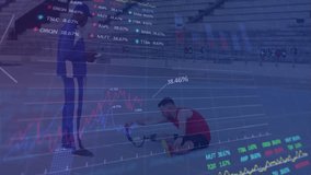 Coach tapping phone causing grid morphing to 3D sports analytics chart and athlete adjusting blade. Performance, biomechanics, sportsscience, rehabilitation, futuristic, dataanalysis, motivation - Powered by Shutterstock - Get 15% off with code: PIKWIZARD15