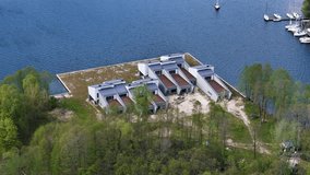 Renovated rowing sports facility near Galve lake in Lithuania, aerial view - Powered by Shutterstock - Get 15% off with code: PIKWIZARD15