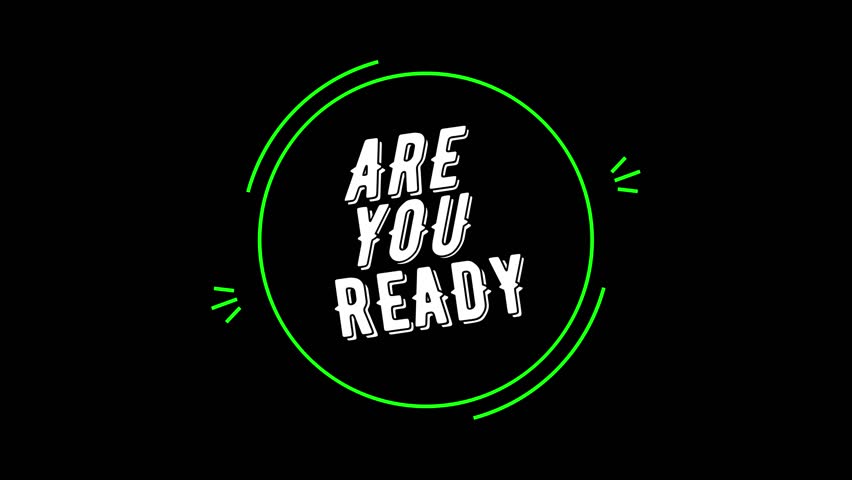 Engaging 'ARE YOU READY' text with circular line animation. Ideal for intros quizzes games or dynamic reveals.3D Animated 4K video on Black Background.