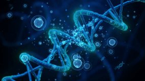 Abstract Science DNA Helix Molecular Structure with Blue Glowing Particles and Bubble Elements - Powered by Shutterstock - Get 15% off with code: PIKWIZARD15