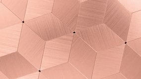 Seamless Rotating Hexagonal Metal Texture Loop. Tile Pattern. Video showcasing a sophisticated arrangement of polished copper hexagon tiles, reflecting light with a luxurious geometric design. - Powered by Shutterstock - Get 15% off with code: PIKWIZARD15