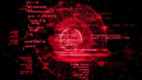 Red digital sphere emerging on dark code, activating cloud, device icons linking into data network. Technology, cybersecurity, digital network, data architecture, futuristic, interface, connectivity - Powered by Shutterstock - Get 15% off with code: PIKWIZARD15
