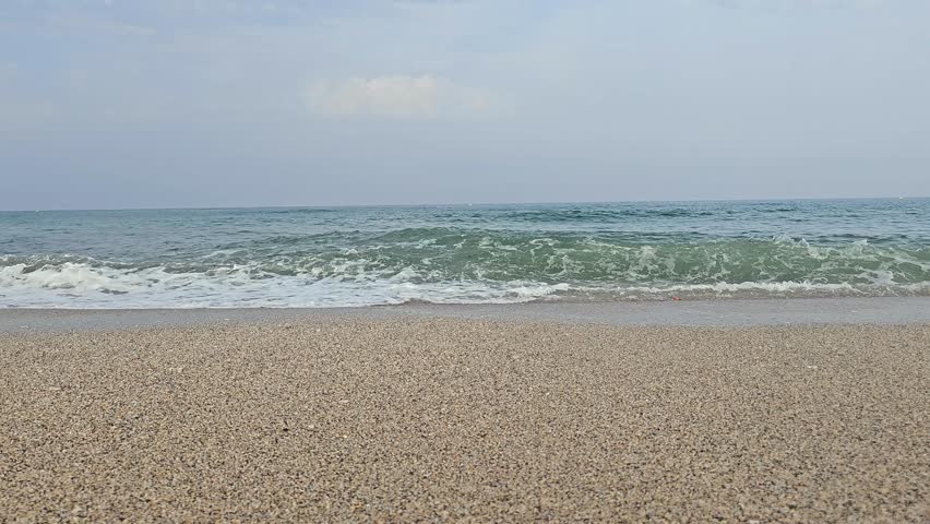 Beautiful Ocean Waves Hitting the Beach at Plage Riffiine ,one of the best beaches in Fnideq in north of Morocco— Summer Vacation Concept