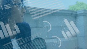 Urban tech user tapping smartphone and analyzing data charts with world map overlay for insights. Technology, data, analytics, urban, outdoor, visualization, modern - Powered by Shutterstock - Get 15% off with code: PIKWIZARD15