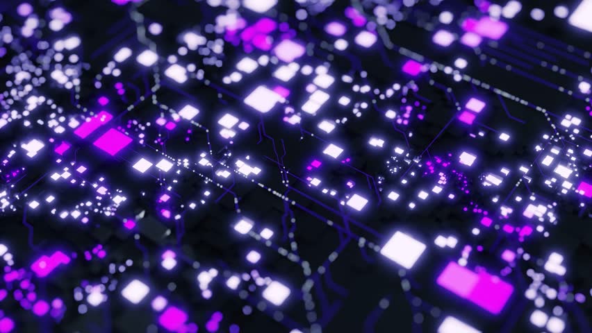 Abstract digital circuit pattern with glowing purple lights and dark background. 3D render of futuristic technology board. Artificial intelligence and data processing concept. Design for banner - Powered by Shutterstock - Get 15% off with code: PIKWIZARD15