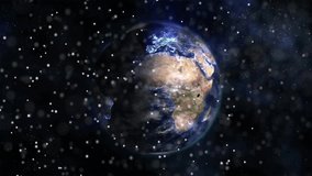 Rotating Earth initiating arcs, particles swirling and lines forming DNA helix connecting via beam. Planet, technology, digital, innovation, connectivity, networking, futuristic - Powered by Shutterstock - Get 15% off with code: PIKWIZARD15