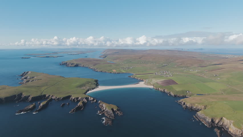 An aerial shot of St Ninian’s beach and St Ninian