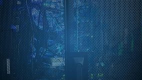 Opening door revealing cables, digital shield forming and dissolving to visualize network security. Cybersecurity, data, encryption, technology, digital, connection, protection - Powered by Shutterstock - Get 15% off with code: PIKWIZARD15