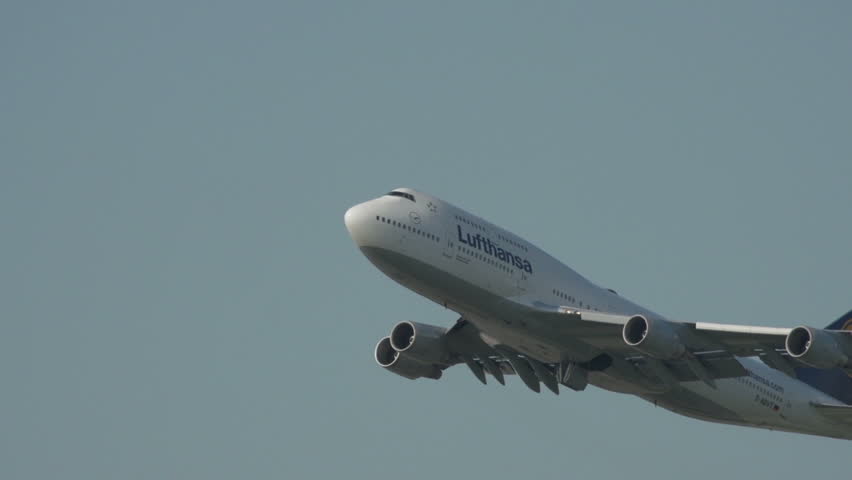 FRANKFURT, GERMANY - APRIL 25: Boeing 747 Lufthansa takeoff from Frankfurt