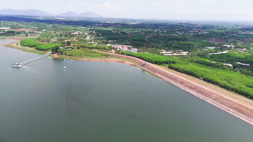 Aerial View of the Lake and the Farms in Dong Nai.