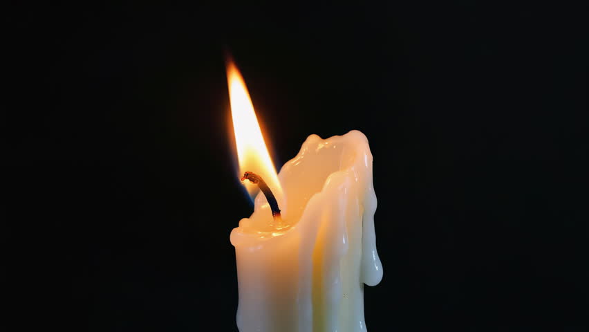 Realistic candle flame flickering gently on a black background. Subtle spooky Halloween atmosphere, perfect for horror and dark cinematic projects. No camera movement