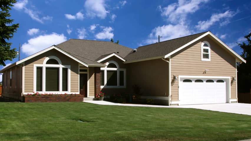 Minimalist one story family house with 02 and 03 bedroom and garage 3d exterior rendering