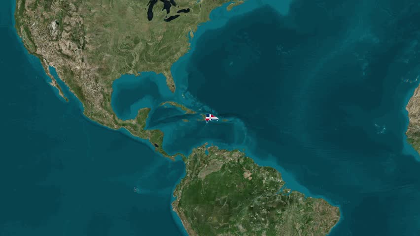 Dominican Republic Map With Flag Colors Overlay