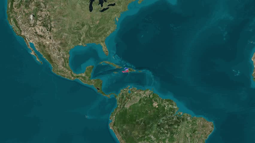 Haiti Map With Flag Animation Zoon In