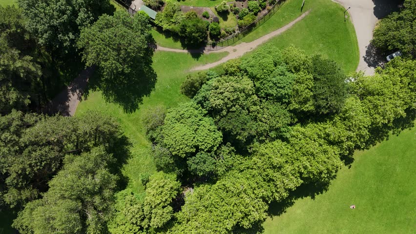 Aerial view of the Palm House in Sefton Park in Liverpool, England.