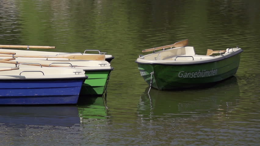 Empty rowing boats on the lake