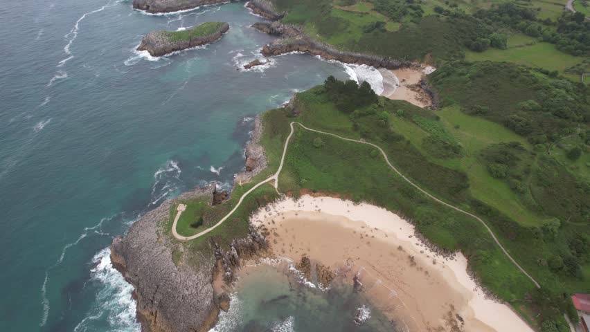 Aerial view of northern Spain coast in Llanes in Asturias
