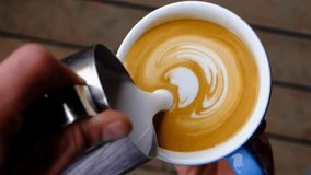 Coffee Barista Slow Motion Latte Art Pouring Espresso Crema Mastery Specialty Coffee Shop Brewing Artistic Cappuccino Close‑Up Handcrafted Beverage Ritual in Café. - Powered by Shutterstock - Get 15% off with code: PIKWIZARD15