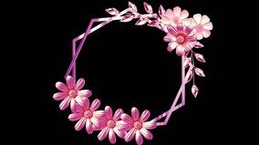  Beautiful Animated Pink Floral Hexagonal Frame with Sparkling Jewel Leaves and Shimmering Effect Elegant Video Overlay Background Element for , Elegant polygonal frame with Titles, Text, or Decoratio - Powered by Shutterstock - Get 15% off with code: PIKWIZARD15
