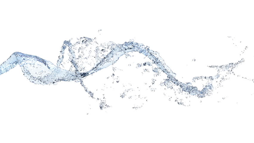 Spiraling water flow on clear white background - 4K Pro Res with mask pass, 60 fps