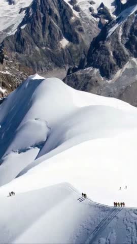 Mont Blanc mountain in Courmayeur in aerial view, France