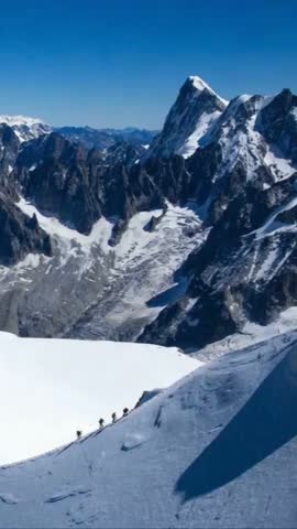 Mont Blanc mountain in Courmayeur in aerial view, France