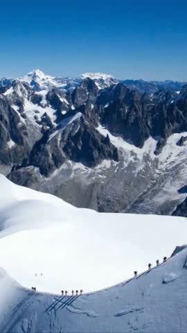 Mont Blanc mountain in Courmayeur in aerial view, France