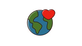 Animated graphic icon of the Earth with a red heart, symbolizing love for the planet, sustainability, and environmental care. Alpha channel transparent background - Powered by Shutterstock - Get 15% off with code: PIKWIZARD15
