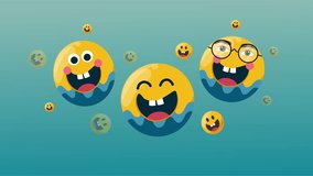 Group of cheerful emojis floating in unity and laughing for emoji day - Powered by Shutterstock - Get 15% off with code: PIKWIZARD15