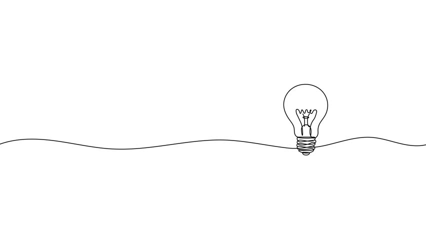 Electric lightbulb. Continuous one line drawing light bulb symbol idea. Video animation