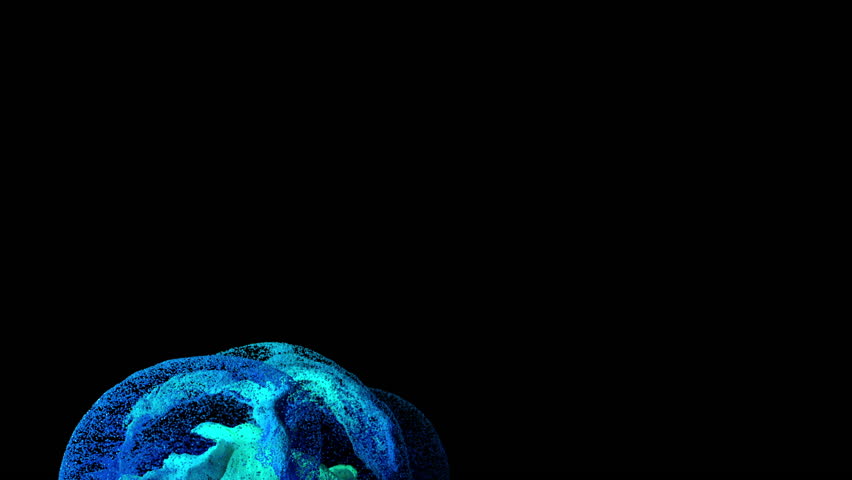 3D Particle Flow in Cyan and Blue. 3D Illustration