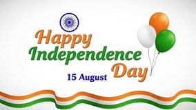 15 August Indian Independence Day Greeting with Tricolor Balloons, Wavy Flag Lines, and Ashoka Chakra Joyful Celebration of Freedom and Patriotism, Animated, Animation Motion Graphic Video - Powered by Shutterstock - Get 15% off with code: PIKWIZARD15
