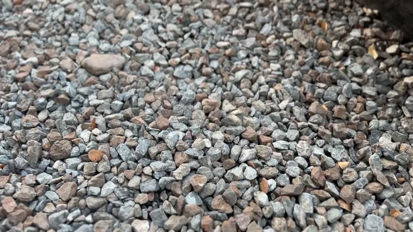 Close-up texture of small rocks, showing irregular stones in shades of gray, brown, and beige with rough natural patterns.