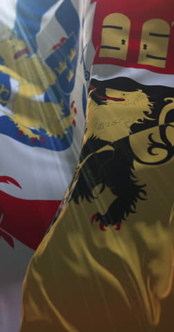 Flag of Västra Götaland County, Sweden. 4K Vertical. Loop