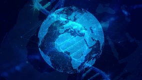 Global DNA Network Visualization with Blue Earth and Abstract Connections - Powered by Shutterstock - Get 15% off with code: PIKWIZARD15