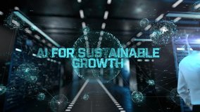 AI for Sustainable Growth. IT Administrator Activating Modern Data Center Server with Hologram. - Powered by Shutterstock - Get 15% off with code: PIKWIZARD15