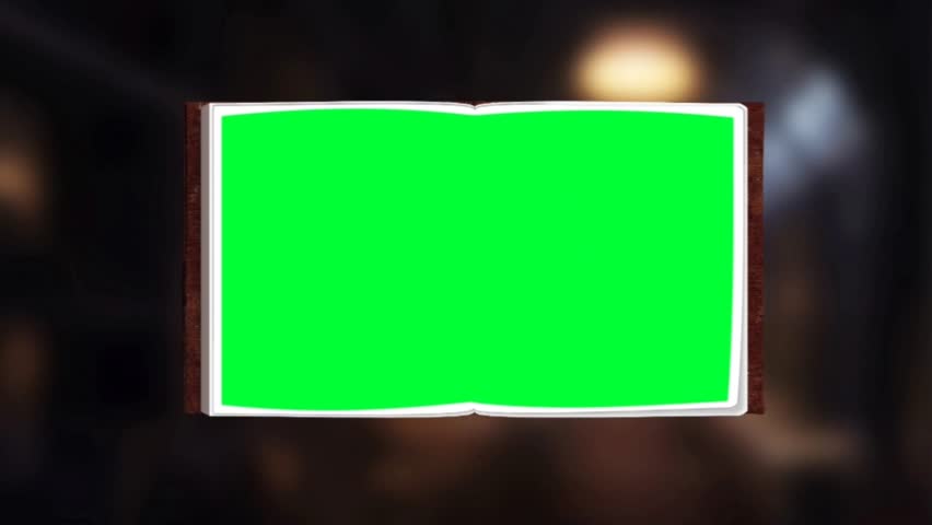 Animated open book with blank pages turning into a full green screen spread, on a black background. Ideal for storytelling, education, or content reveals via chroma key.