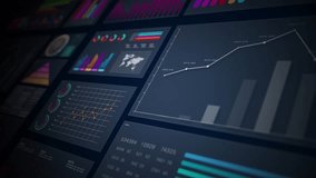 Advanced data analytics dashboard display. Business and financial investment. HUD infographic of financial. Information reports of business strategy for investment. Technology data analysis. - Powered by Shutterstock - Get 15% off with code: PIKWIZARD15