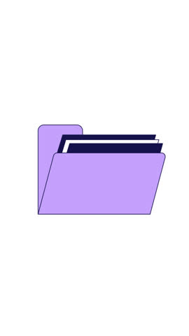 Pastel violet folder lofi 2D cartoon vertical animation. Document storage. Digital workspace. UI element. Tech nostalgia desktop icon animated flat colorful object 4K video isolated on white