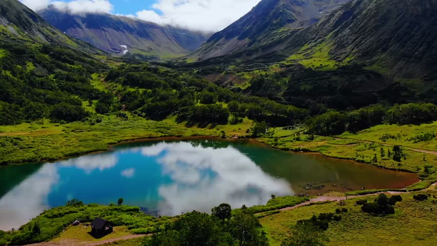 Panorama Vachkazhets mountain circus, Kamchatka Russia.