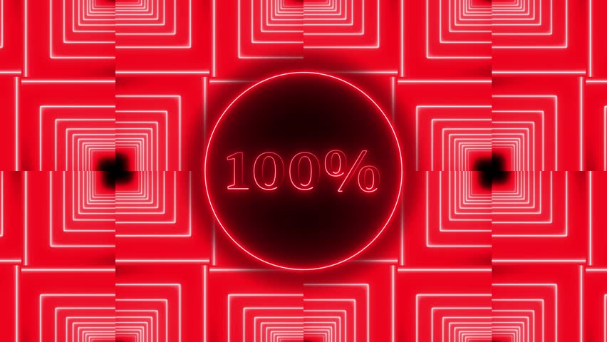 Abstract 100% percent text neon animation. 100% Percent Discount neon animation. 100% percent off neon text animation.