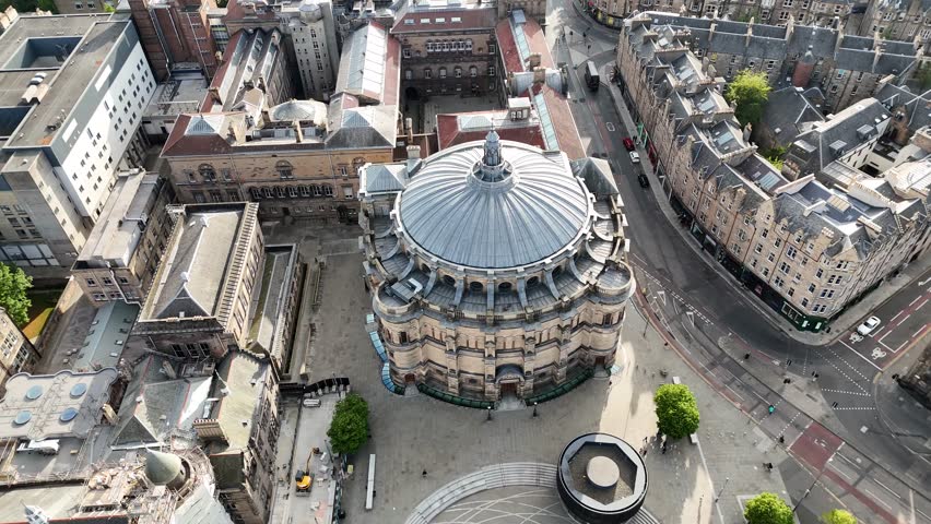 Aerial view of McEwan Hall at University of Edinburgh, Scotland