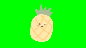 aesthetic cute kawaii pineapple cartoon with green screen background - Powered by Shutterstock - Get 15% off with code: PIKWIZARD15