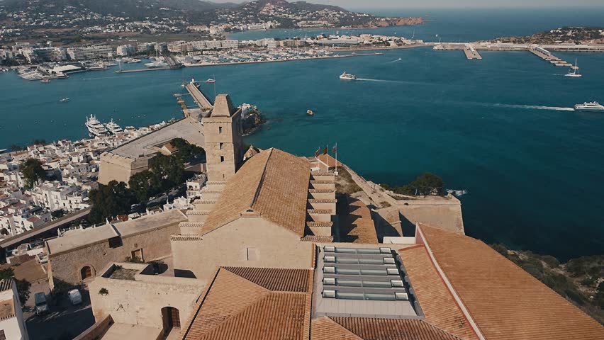 The old town of Ibiza called Dalt Villa with its fortified walls. The old town is packed with art and happenings